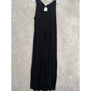 Caslon Black Tank Maxi Dress With Drawstring 2X